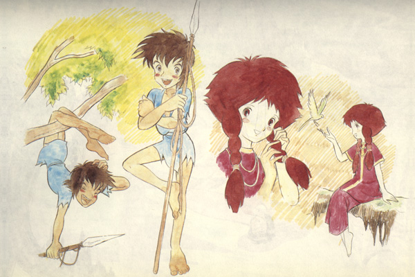 Proposition de dessin de Kawajiri pour les Cités d'Or, non retenue. Le personnage ressemble à Conan.